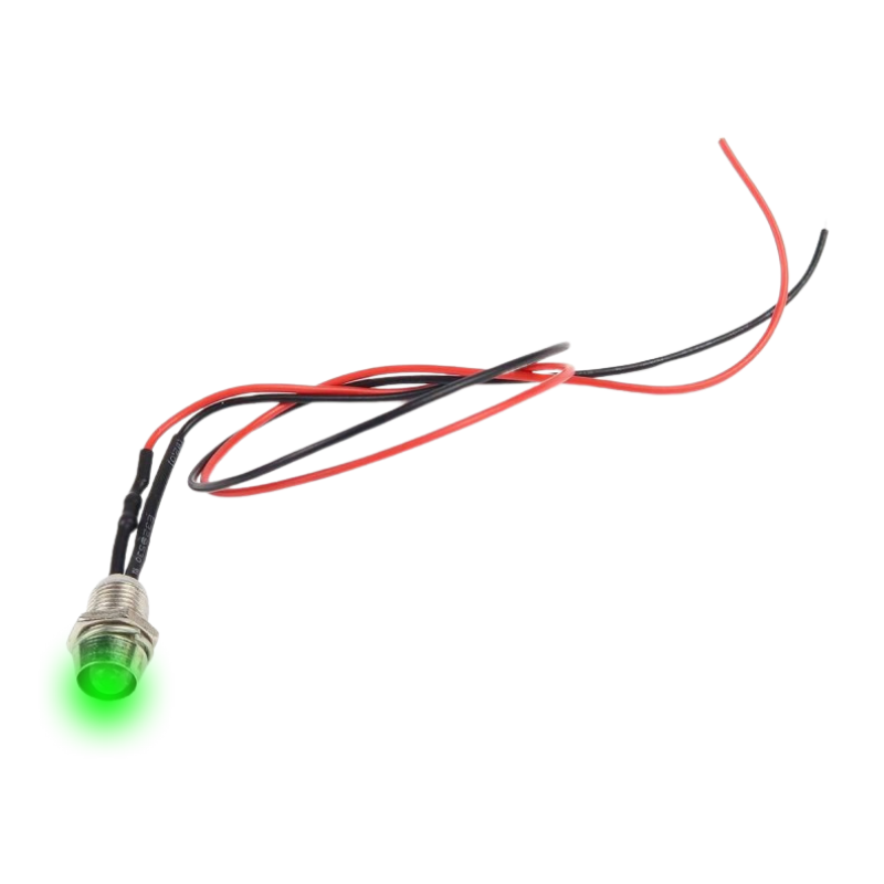 LED VERTE CABLEE 5MM AVEC SUPPORT CHROME