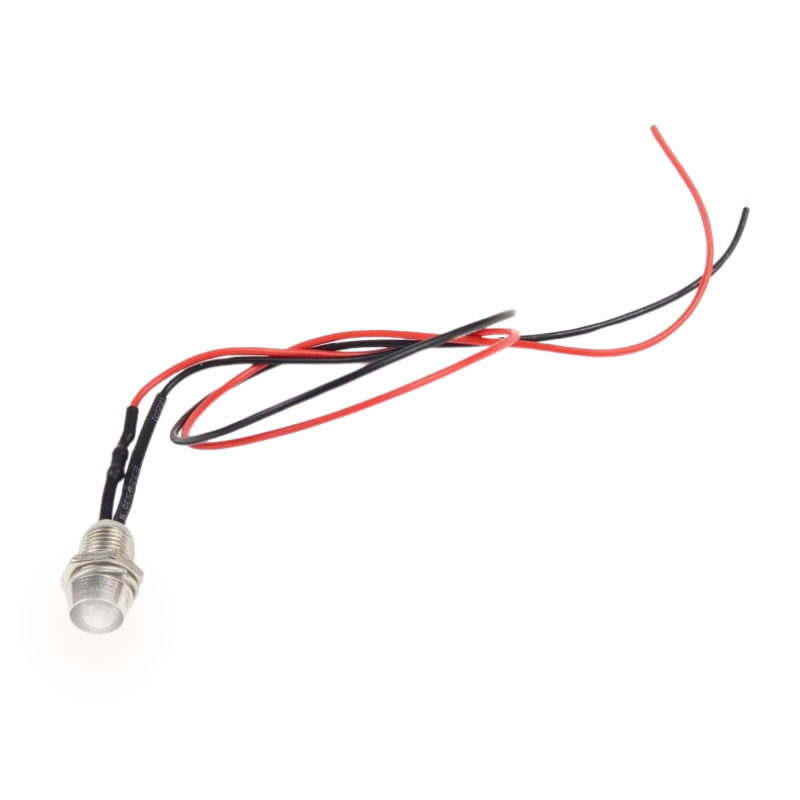 LED BLANCHE CABLEE 5MM AVEC SUPPORT CHROME