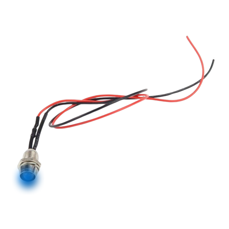 LED BLEUE CABLEE 5MM AVEC SUPPORT CHROME