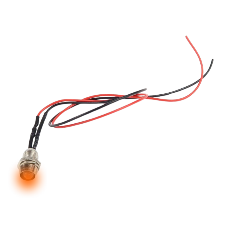 LED ORANGE CABLEE 5MM AVEC SUPPORT CHROME