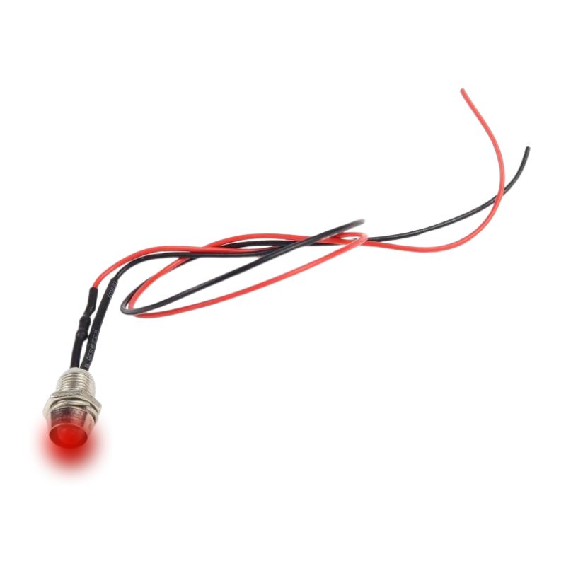 LED ROUGE CABLEE 5MM AVEC SUPPORT CHROME