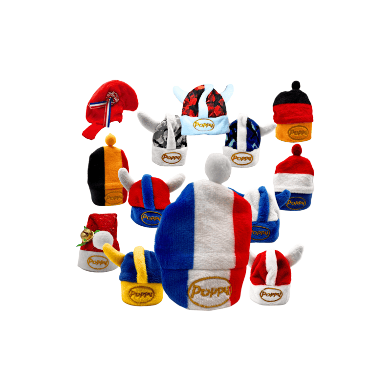 Chapeaux Poppy Grace Mate – Accessoire décoratif pour désodorisant, personnalisable en plusieurs couleurs et drapeaux