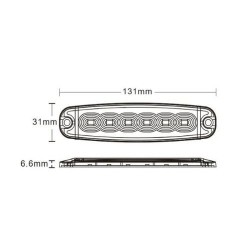 Feu LED professionnel – Format slim pour camion ou utilitaire - Schéma 6 LEDs