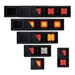 Boîtier caoutchouc feu arrière IZE LED  - double verticale : quintuple emplacements - schéma et dimensions