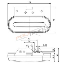 Schéma technique et dimensions du feu gabarit LED