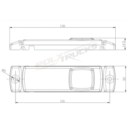 Schéma et dimensions du Feu de signalisation LED camion – Format rectangle compact