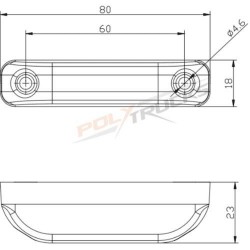 Schéma et dimensions du Feu de gabarit 2 LED cabochon transparent