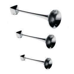Trompe Hadley chrome avec base rectangulaire  – Klaxon  pour camion et poids lourd en 3 tailles disponibles