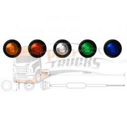 Feu de gabarit rond 1 LED à encastrer disponible en 5 couleurs : orange, rouge, blanc, vert ou bleu