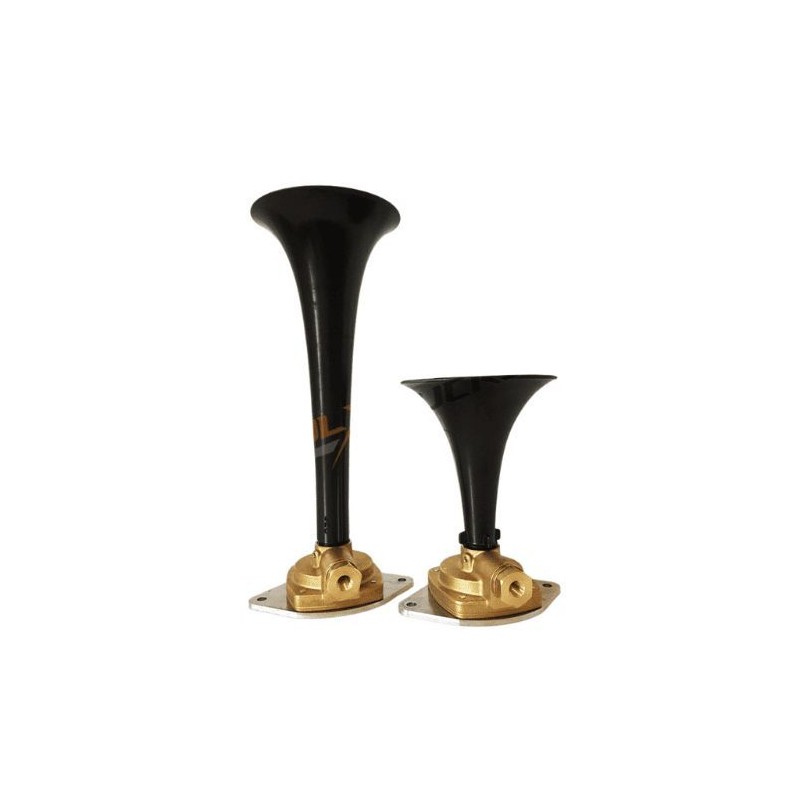 Klaxon / 2 trompes noires - son du véritable TGV - 6 mm sans électrovanne Klaxon / 2 trompes noires - son du véritable TGV - 6 mm sans électrovanne
