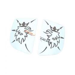 kit de deux habillages inox pour fenêtres arrière de cabine, gravés du célèbre logo Griffon pour Scania R ou Streamline