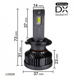 Ampoules LED Xtreme DX - 24V - Culot H7 : schéma et dimensions