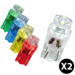 Ampoules 1 LED W5W T10 - 24V vendues par paires - éclairage vert, bleu, jaune, rouge ou blanc