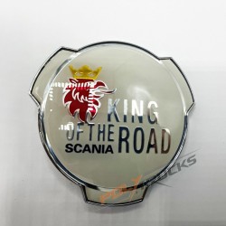 Emblème Scania King of the road blanc et argent  : vue de face