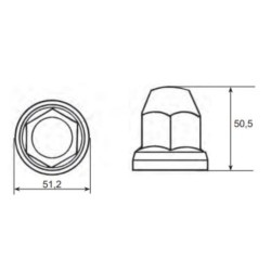 Schéma du Cache écrou 32mm  : Accessoire roue poids lourd – résistant et durable