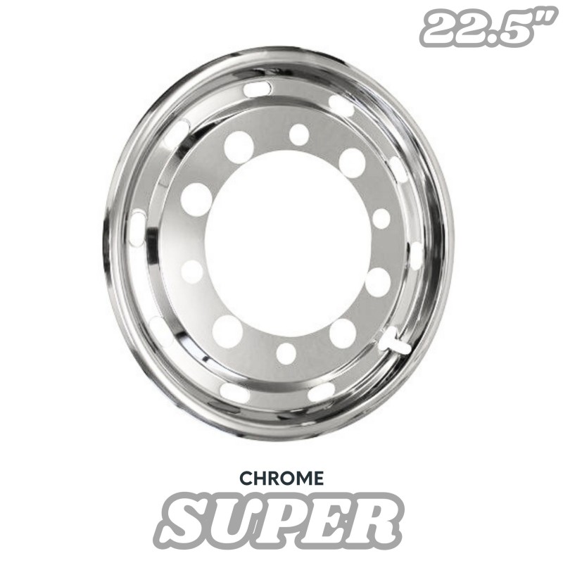 Enjoliveur avant USA inox 22.5 – Déport 120mm ou 135mm pour un style imposant Enjoliveur avant USA inox 22.5 – Déport 120mm ou 135mm pour un style imposant