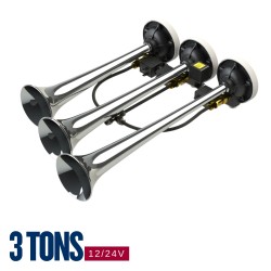 Klaxon 3 trompes 12/24V chrome – Trois tons alternés et signal puissant