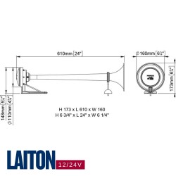 Klaxon 1 trompe laiton chromé 60 cm – Son puissant et finition élégante
