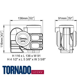 KLAXON - COMPRESSEUR INTEGRE - TORNADO - NOIR