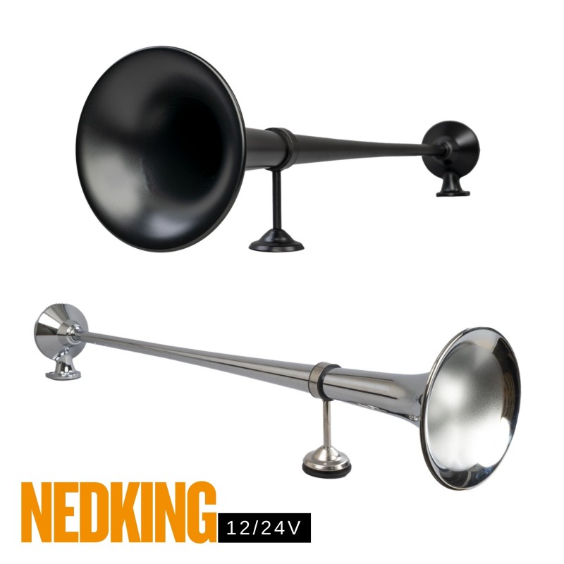 Klaxon pneumatique Nedking 95 – pour poids lourd : chrome et noire