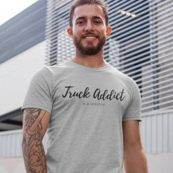 T-shirt homme gris  Truck Addict Modern Trucker - vue d'ensemble sur mannequin
