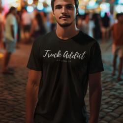 T-shirt homme noir Truck Addict Modern Trucker idéal peu importe la situation