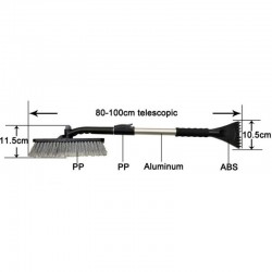 Brosse télescopique avec grattoir : schéma et dimensions