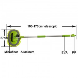 Manche télescopique avec brosse microfibre 106-170 cm : schéma et dimensions