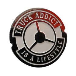 Pin's Truck Addict chrome et blanc : afficher sa passion pour le monder routier