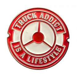 Pin's Truck Addict rouge et blanc pour les passionnés de camions