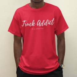 T-shirt Homme Rouge - Truck Addict Modern Trucker- 100% coton avec marquage sérigraphique