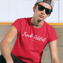 T-shirt Homme Rouge - Truck Addict Modern Trucker pour les passionnés de camions