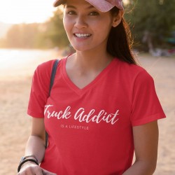 T-shirt Femme Rouge - Truck Addict Modern Trucker : tenue pour toutes les occasions