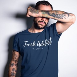 T-shirt Homme Bleu - Truck Addict Modern Trucker pour les fans de la route