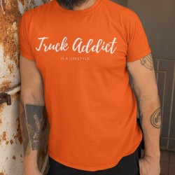 T-shirt Homme Orange - Truck Addict Modern Trucker pour afficher sa passion pour les camions
