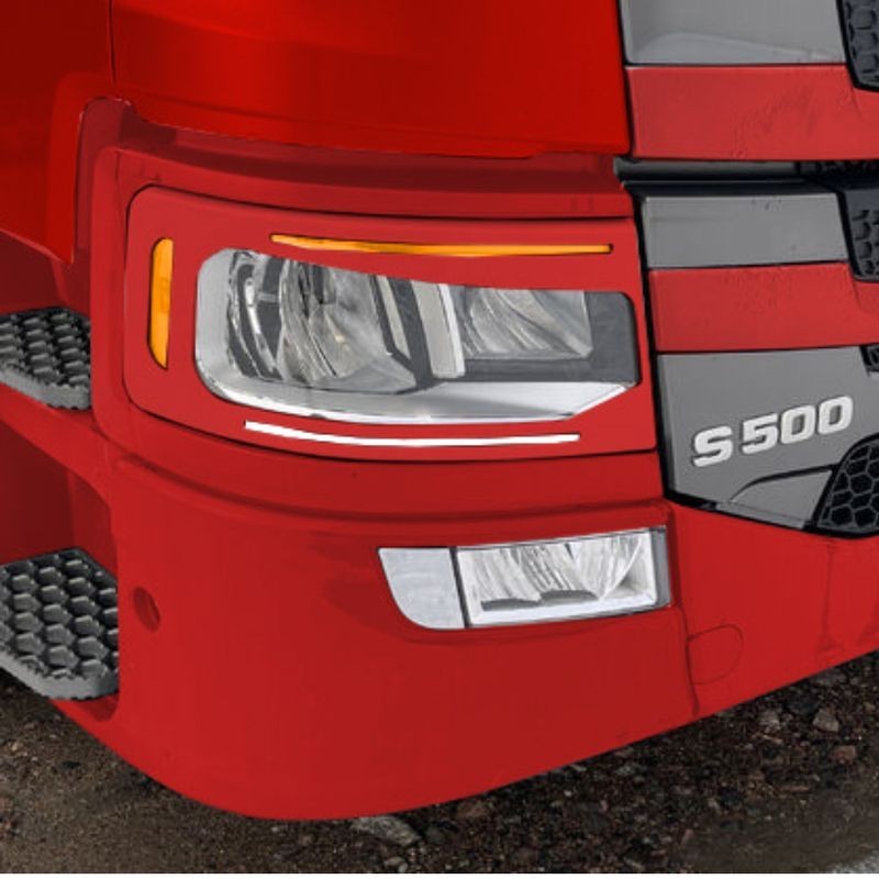 Paupières de Phares Scania NTG à Peindre - exemple en rouge Paupières de Phares Scania NTG à Peindre - exemple en rouge