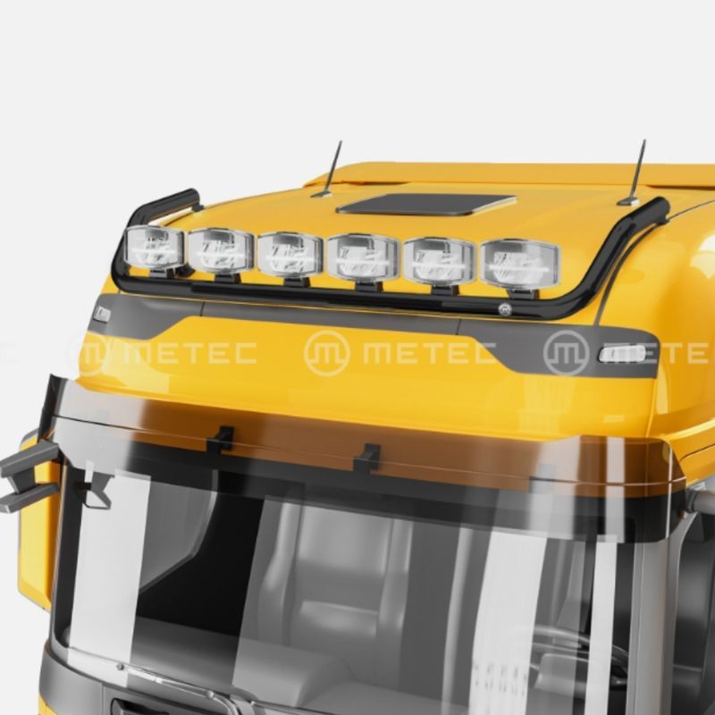 Rampe de Toit Noire TOP sans LED pour Ford F-Max : exemple sur un camion jaune