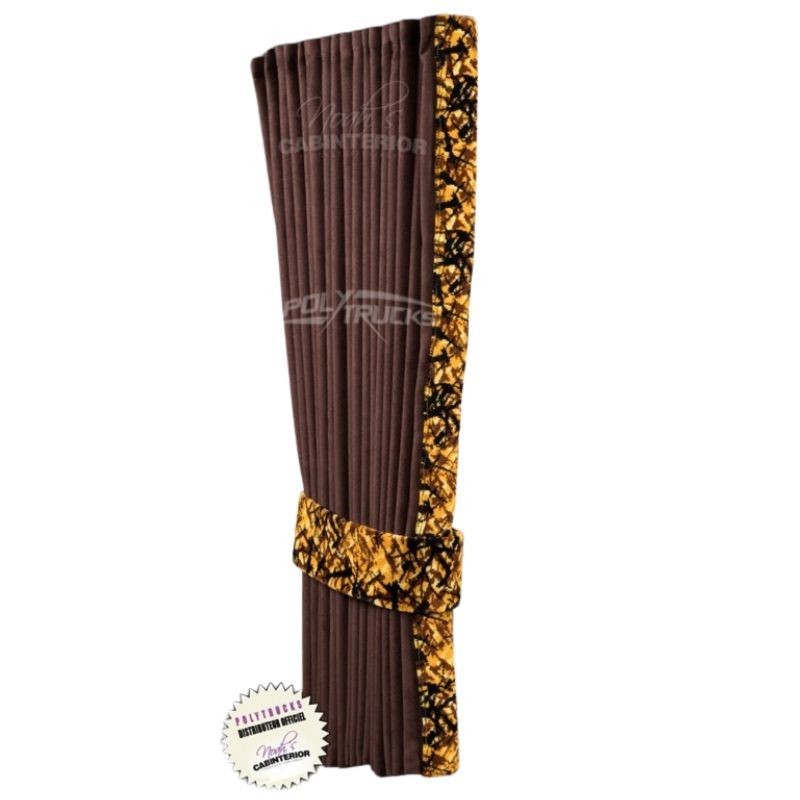 Rideaux Latéraux Marrons Bordure Danois Jaune Noah's Cabinterior