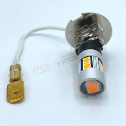 Ampoule H3 - 10 LED - Orange - 24V : détail de l'ampoule et du branchement Ampoule H3 - 10 LED - Orange - 24V : détail de l'ampoule et du branchement