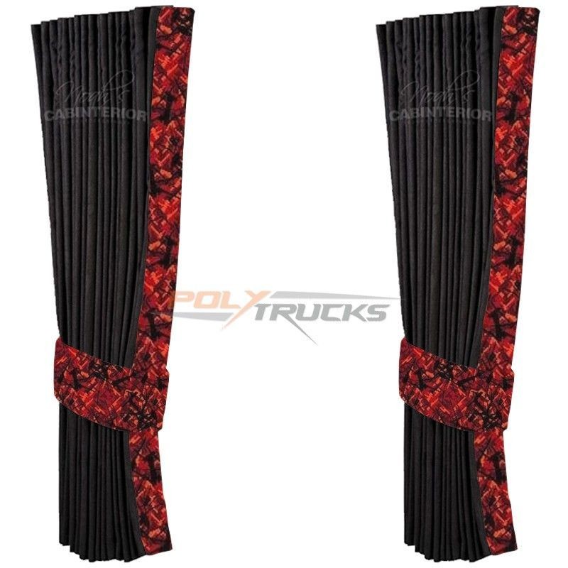 rideaux latéraux ⚫️ hollandais Noah's Cabinterior avec bordure danois rouge rideaux latéraux ⚫️ hollandais Noah's Cabinterior avec bordure danois rouge