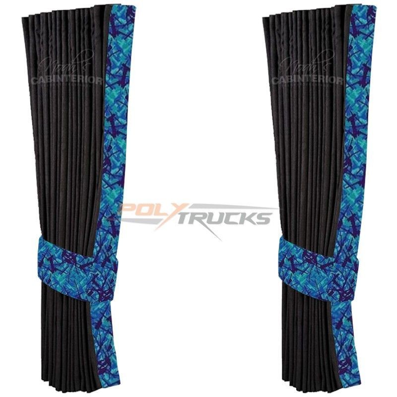Rideaux latéraux Noah's Cabinterior avec bordure danois bleu Rideaux latéraux Noah's Cabinterior avec bordure danois bleu