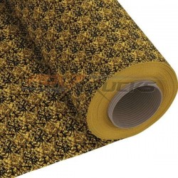 Détail du tissus jaune danois des rideaux Noah's Cabinterior