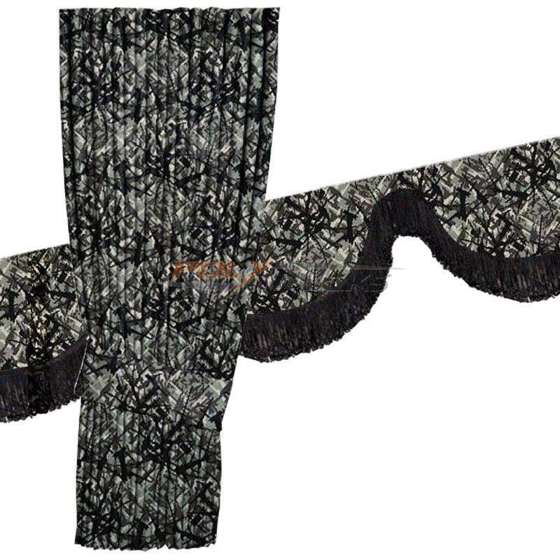 Pack rideaux latéraux frange en tissu danois gris de Noah's Cabinterior