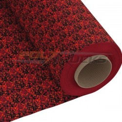 Détail du tissu rouge danois des rideaux Noah's Cabinterior