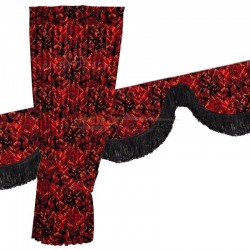 Pack rideaux latéraux + frange tissu danois rouge - Noah's Cabinterior