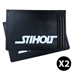 Bavettes Stiholt Noires 60x40 avec marquage blanc en relief pour protéger son camion Bavettes Stiholt Noires 60x40 avec marquage blanc en relief pour protéger son camion