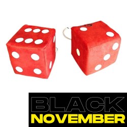 Jeu de dés en tissu alcantara rouge à points blancs - 10cm x 10cm : déco rétro pour sa cabine de camion