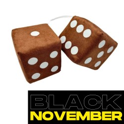 Jeu de dés en tissu alcantara marron à points blancs - 10cm x 10cm : déco rétro pour sa cabine de camion