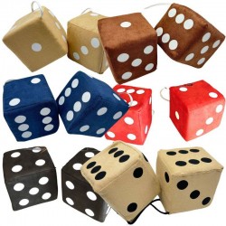 Jeux de dés en tissu aspect Alcantara disponible en 6 couleurs différentes : points noirs ou blancs - 10cm x 10cm