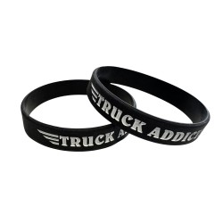 Bracelet Truck Addict en caoutchouc noir et blanc